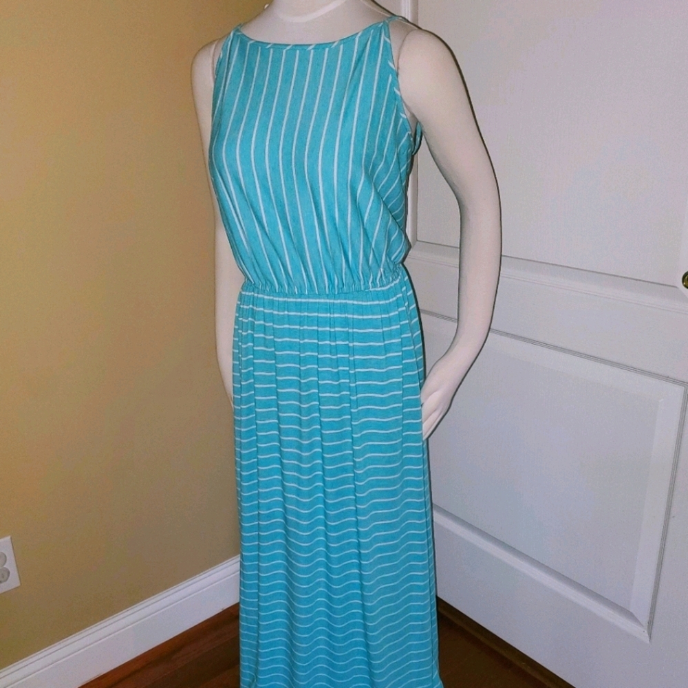 🐦 Tiffany Blue & White Striped Maxi Dress - Picture 3 of 5